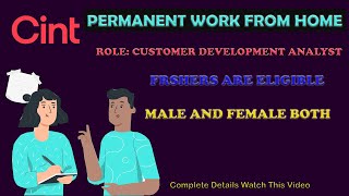 PERMANENT WORK FROM HOME JOBS 2024/ Cint / FOR FRESHERS/CUSTOMER DEVELOPMENT ANALYST/ @VJJobs-we6ck