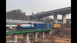 [단편 영상] 구경춘선 별내인근을 통과중인 군수물자수송열차 DEL4408견인 저속통과 #2