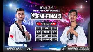 228 M-58kg SF POLAT Gorkem TUR 🔵 vs 🔴 JENDOUBI Mohamed khalil TUN I Rome 2022 World Taekwondo GP