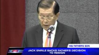 Jack Enrile backs dad's decision to resign