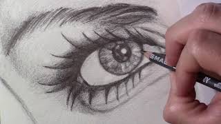 Dibujar OJOS de Mujer con lápiz - Drawing comen eyes - Fast motion -  by: Bobby Buelna