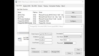 PostgreSQL - Set up a connection to PostgreSQL database using ODBC Data Source Administrator