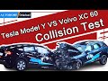 #Tesla #Model Y VS #Volvo XC 60 Collision Test! The cars with the highest safety ratings!#autohome