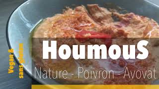 Houmous nature, au poivron, à l’avocat - 3 textures et 3 goûts différents pour se régaler