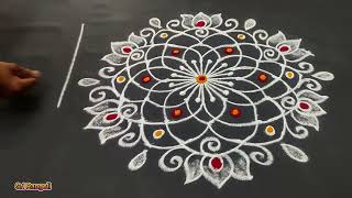 Shivaratri Special Muggulu🍀5x3 dots Simple Shivaratri Rangoli🍀Shivaratri Side Border Rangoli Designs