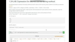 Python Lab for calories burned during workout