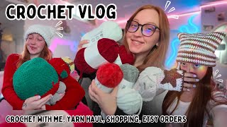 Crochet Vlog ✨ Crochet with me, yarn haul, shopping \u0026 packing Etsy orders