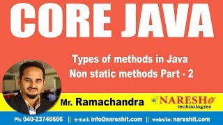 Core Java Tutorial | Types of methods in Java Non static methods Part 2 | By Mr.Ramachandra