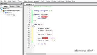 039 Arrow Operator with Pointers to Access Structure Members CPP Programming Video Tutorial