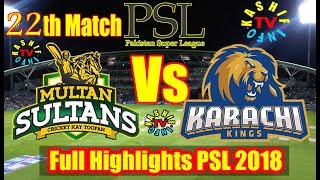 Multan Sultan Vs Karachi Kings 22Th Match Full Highlights PSL 2018--Don Bradman Game Play