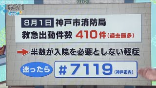 ８月１日の救急出動件数が過去最多でも半数は軽症　神戸市消防局からのお願い