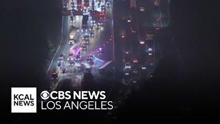 Overturned big rig causes multiple lane closures on westbound 101 Freeway near Encino