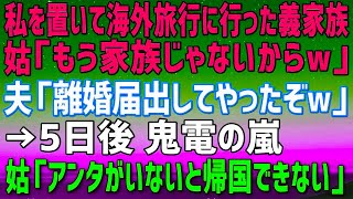 【スカッとする話】****  私が予約した海外旅行当日に私を置いて出国。姑「もう家族じゃないからｗ」夫「離婚届出してやったぞｗ」→取り残された私に5日後鬼電の嵐。姑「アンタがいないと帰国できない！」