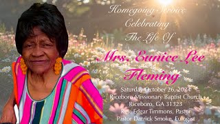 Homegoing Service Celebrating The Life Of Mrs. Eunice Lee Fleming
