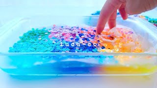 スパンコールとパキパキスライム🩵💛 Sequins \u0026 Crunchy Slime.|ASMR