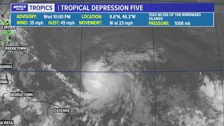 National Hurricane Center upgrades to Tropical Depression Five