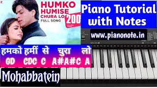 Humko Humise Chura Lo Piano Tutorial with Notes | Mohabbatein | Julius Murmu Keyboard | हमको हमी से
