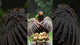 Rainy Day Shelter: Mother Bird Protects Her Chicks | #Motherhood #Birds #Wildlife #Nature #Trending