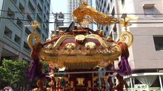 花園神社例大祭2018_神幸祭神輿渡御_花園小学校前_Mikoshi procession in Hanazono Shrine Festival