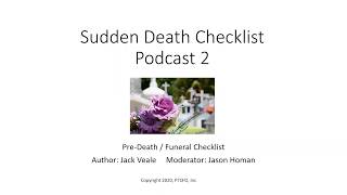 Sudden Death Checklist - Pre-Death/Funeral Checklist