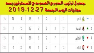 جدول ترتيب الدوري السعودي للمحترفين بعد مباريات اليوم الجمعة 27-12-2019