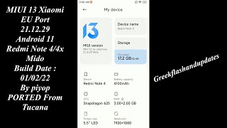 MIUI 13 Xiaomi EU Port 21.12.29 Android 11 Redmi Note 4/4x Mido