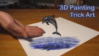 Dolphin fish painting in 3D / Trick Art Illusion