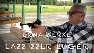 Erma werke LA22 22lr Luger replica. Testing at the range.