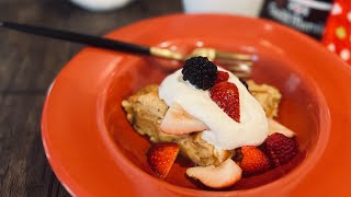 Rumchata French Toast Casserole with Drunken Berries \u0026 Maple Whipped Cream