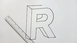 How to draw letter R in 3D easy | Easy Drawing Tutorial