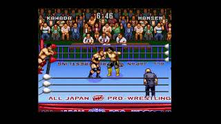 スーパーファミコン　全日本プロレスダッシュ　世界最強タッグの実況です