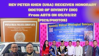 REV PETER KHEN (USA)RECEIVES HONORARY DOCTOR OF DIVINITY (DD)  from ABTS ON 05/03/22(PICS/PHOTOS)