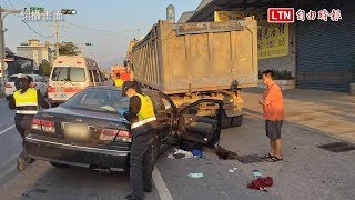 小客車疑追撞砂石車 5人輕重傷送醫急救(翻攝畫面)