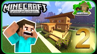Minecraft pe survival series.#2 morden wooden house.