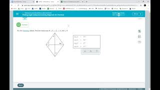 Finding angle measures involving diagonals of a rhombus