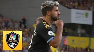 Sergio Aguero pulls one back before halftime against Norwich City | Premier League | NBC Sports