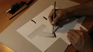 Very Easy - Drawing 3D Letter T - Trick Art Whit Pencil - By Gokhan CAY