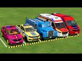 TRANSPORTING CARS, AMBULANCE, POLICE CARS, FIRE TRUCK, MONSTER TRUCK OF COLORS! WITH TRUCKS! - FS 22