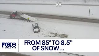 From 85° to 8.5" of snow...winter storm hits western Wisconsin | FOX6 News Milwaukee