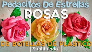 ROSES MADE WITH PLASTIC BOTTLES, IMPROVED VIDEO. Upcycled crafts. English subtitles.