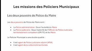 Les missions des Policiers Municipaux