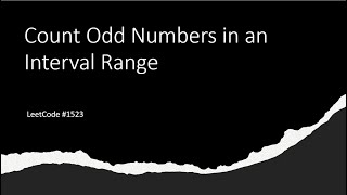 Count Odd Numbers in an Interval Range - LeetCode 1523 - Java