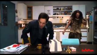 Best scene: similar but not the same, Ben Stiller  "Security guard and Neanderthal"