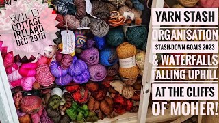 Yarn Stash Organisation, 2023 Stash-Down Goals \u0026 Crazy Waterfall at Cliffs of Moher: #Vlogmas Dec 29