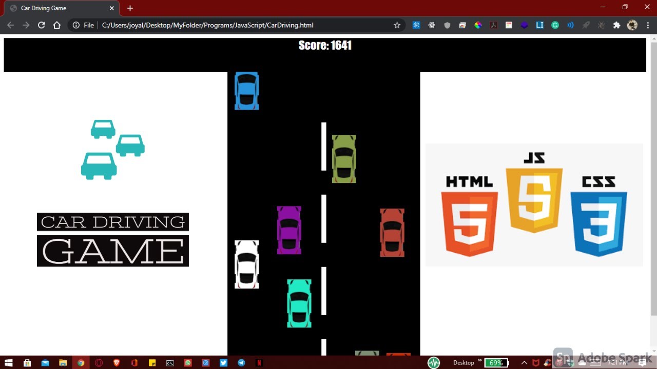 Part 2 Car Driving Game Using Html Css Javascript Youtube