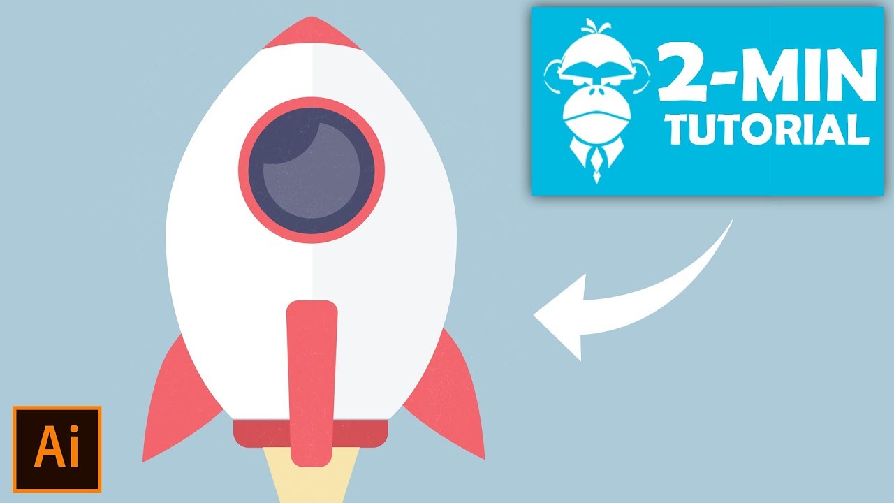 Flat Design Space Rocket Illustrator Tutorial Youtube