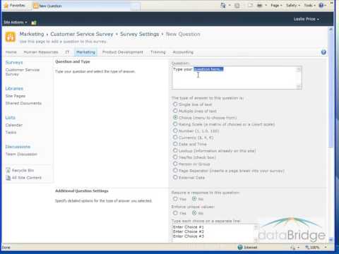 Working with Surveys in SharePoint 2010 Working with Surveys in SharePoint 2010