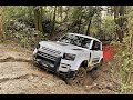 Defender Off-Road and On-Road Test Drive at Land Rover Experience Eastnor Great Britain.