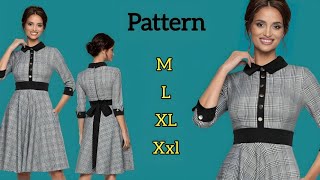 Pattern Making for Beginners | Half Circle Skirt Dress with Classic Shirt Collar