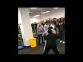 lil terio entertaining the pittsburgh steelers in locker room